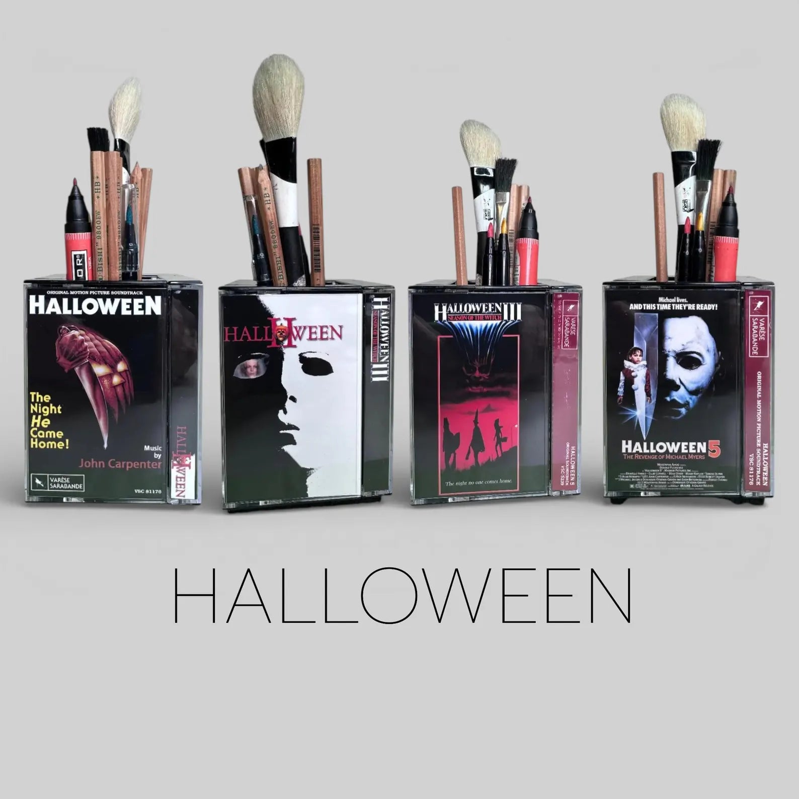 Vintage Horror Movie Cassette Tape Desk Organizer